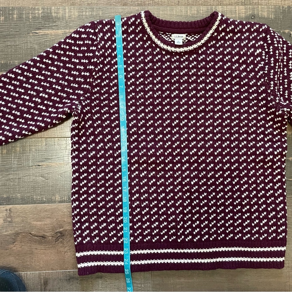 LL Bean Women's Bean's Classic Ragg Wool Sweater Crewneck Bird's-Eye L - Picture 6 of 9